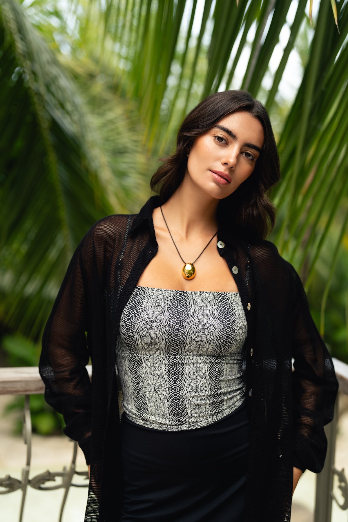 Black Amara Crochet Shirt